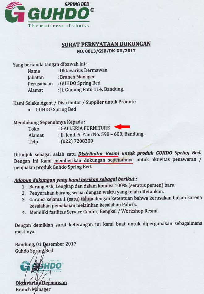 Distributor Springbed Guhdo Bandung Asli