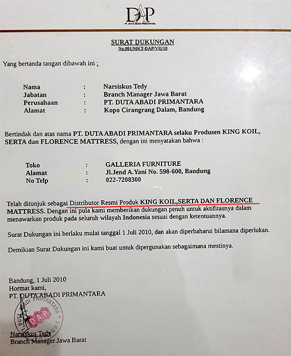 Toko Distributor Springbed Serta Bandung